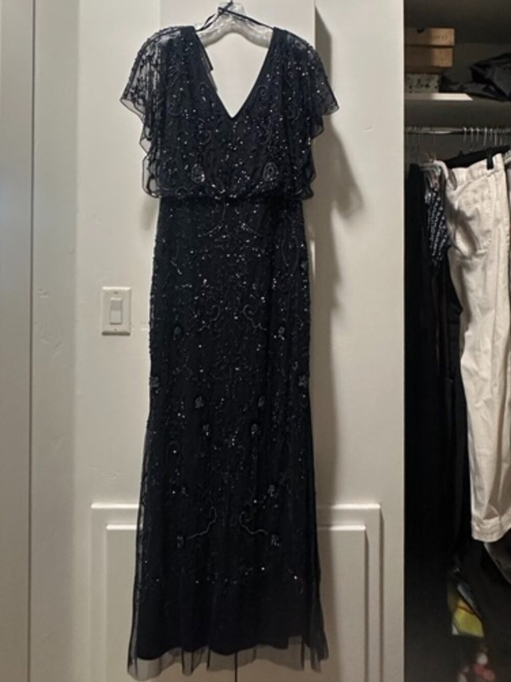 Gorgeous MOB midnight blue beaded full length dress